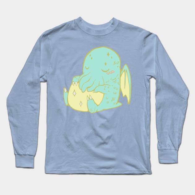 Baby Cthulhu Lies Dreaming Long Sleeve T-Shirt by Khelekmir